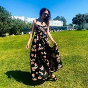 New Xhilaration Floral Black Maxi Pant Suit with dress panels